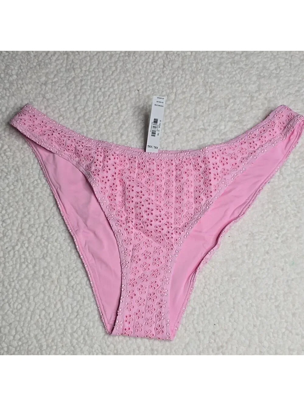 Frankies Bikinis Pink Eyelet High Cut Bikini Bottom Size XXL